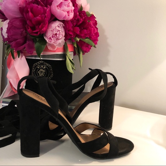 Massimo Shoes - Black Lace Up Chunky Heel